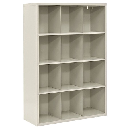 Adjustable Open Bin Cubbie Cabinet, 46 in W x 18 in D x 66 in H, 12 Compartments, Putty, Wood MPN:IC00461866-07