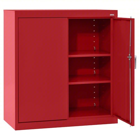 Storage Cabinet, 36 in H, 36 in W, 18 in D, Swing, Keyed, Red, 2 Shelves MPN:CA21361836-01