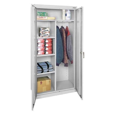 Combo Wardrobe Storage Cabinet, 72 in H, 36 in W, 18 in D, Swing, Keyed, Gray, 4 Shelves, 0 Drawers MPN:CAC1361872-05