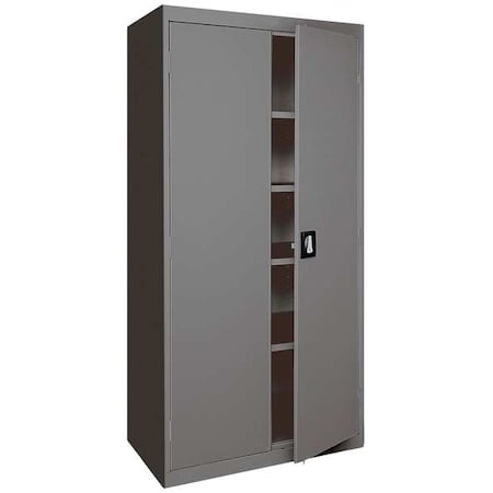 Shelving Storage Cabinet, 72 in H, 46 in W, 24 in D, Recessed Pull, Keyed, Dark Gray, 4 Shelves MPN:EA4R462472-02