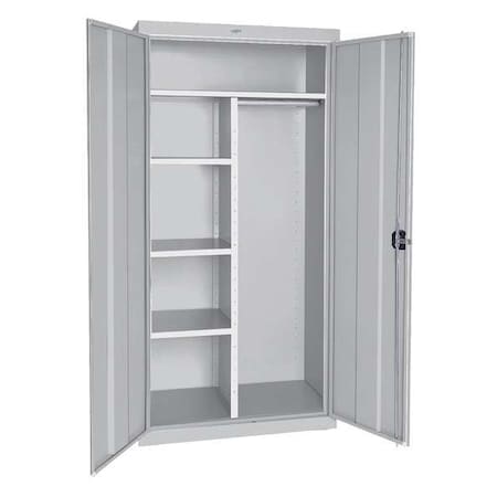 Combo Wardrobe Storage Cabinet, 72 in H, 36 in W, 18 in D, Recessed Pull, Keyed, Light Gray MPN:EACR361872-05