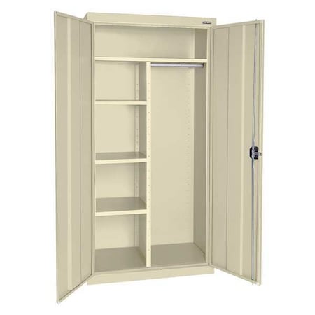 Combo Wardrobe Storage Cabinet, 72 in H, 36 in W, 18 in D, Recessed Pull, Keyed, Putty, 4 Shelves MPN:EACR361872-07