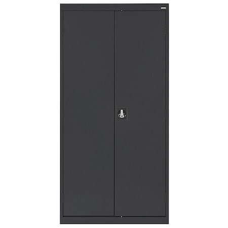 Combo Wardrobe Storage Cabinet, 72 in H, 36 in W, 18 in D, Recessed Pull, Keyed, Black, 4 Shelves MPN:EACR361872-09