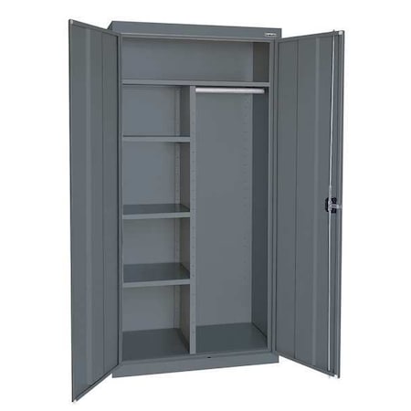 Combo Wardrobe Storage Cabinet, 72 in H, 36 in W, 24 in D, Recessed Pull, Keyed, Dark Gray MPN:EACR362472-02