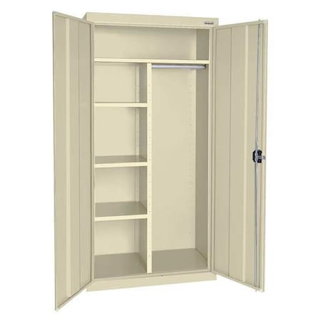 Combo Wardrobe Storage Cabinet, 72 in H, 36 in W, 24 in D, Recessed Pull, Keyed, Putty, 4 Shelves MPN:EACR362472-07