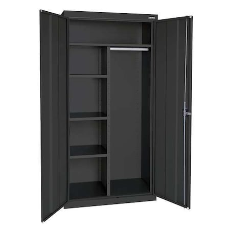 Combo Wardrobe Storage Cabinet, 72 in H, 36 in W, 24 in D, Recessed Pull, Keyed, Black, 4 Shelves MPN:EACR362472-09