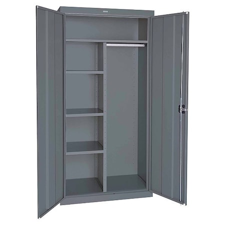 Combo Wardrobe Storage Cabinet, 72 in H, 46 in W, 24 in D, Recessed Pull, Keyed, Gray, 4 Shelves MPN:EACR462472-02