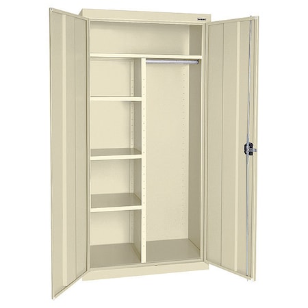 Combo Wardrobe Storage Cabinet, 72 in H, 46 in W, 24 in D, Recessed Pull, Keyed, Putty, 4 Shelves MPN:EACR462472-07