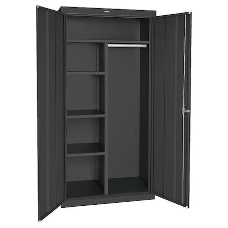 Combo Wardrobe Storage Cabinet, 72 in H, 46 in W, 24 in D, Recessed Pull, Keyed, Black, 4 Shelves MPN:EACR462472-09