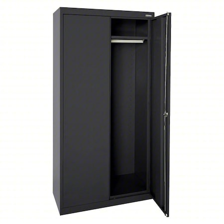 Wardrobe Storage Cabinet, 72 in H, 36 in W, 24 in D, Recessed, Keyed, Black, 1 Shelves MPN:EAWR362472-09