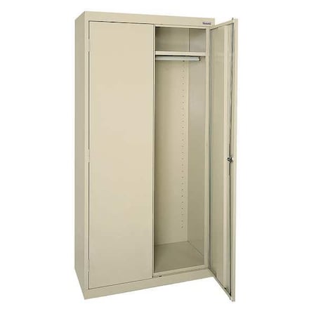 Wardrobe Storage Cabinet, 72 in H, 46 in W, 24 in D, Recessed Pull, Keyed, Putty, 1 Shelves MPN:EAWR462472-07