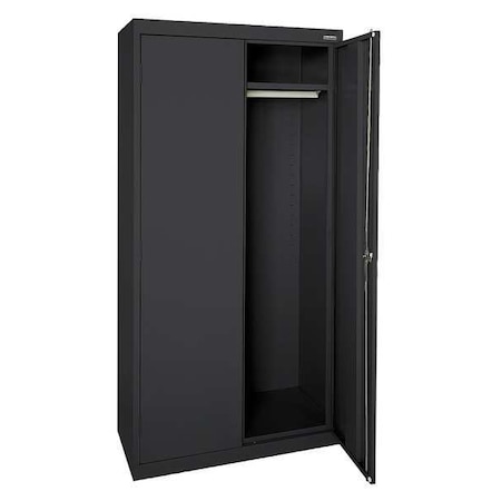 Wardrobe Storage Cabinet, 72 in H, 46 in W, 24 in D, Recessed Pull, Keyed, Black, 1 Shelves MPN:EAWR462472-09