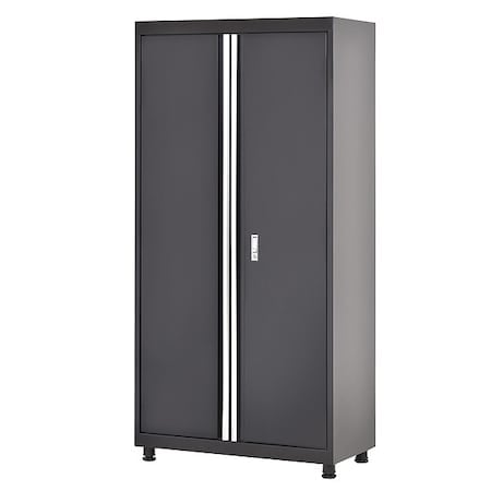 Storage Cabinet, 75-1/2 in H, 36 in W, 18 in D, Black, 2 Shelves MPN:MF3F361872-9M