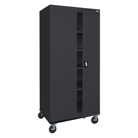 Solid Door Storage Cabinet, 36 in W, 78 in H, 24 in D, Black MPN:TA4R362472-09