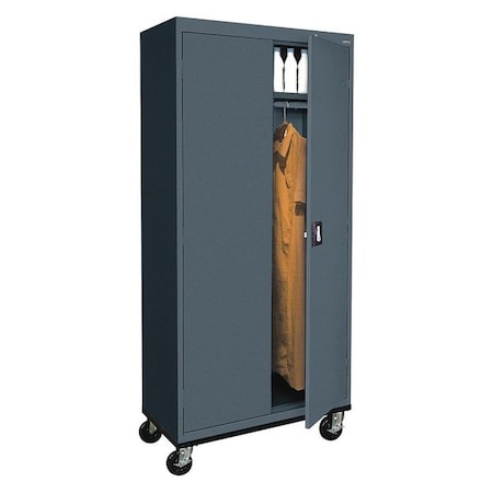 Solid Door Storage Cabinet, 36 in W, 78 in H, 24 in D, Dark Gray MPN:TAWR362472-02