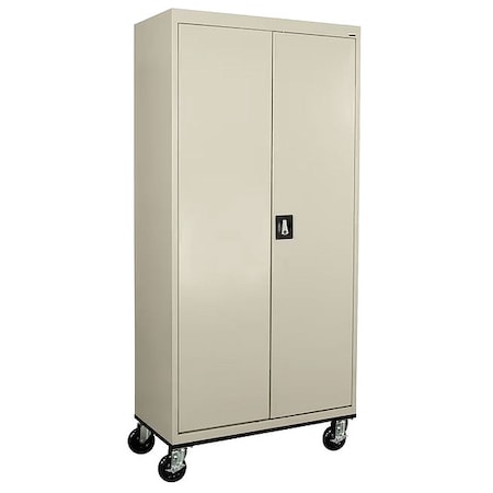 Solid Door Storage Cabinet, 36 in W, 72 in H, 24 in D, Putty MPN:TAWR362472-07