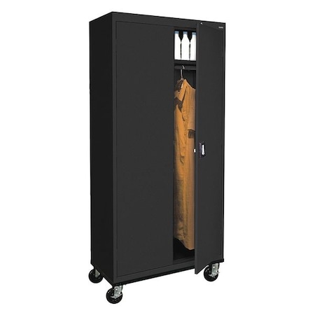 Solid Door Storage Cabinet, 36 in W, 78 in H, 24 in D, Black MPN:TAWR362472-09