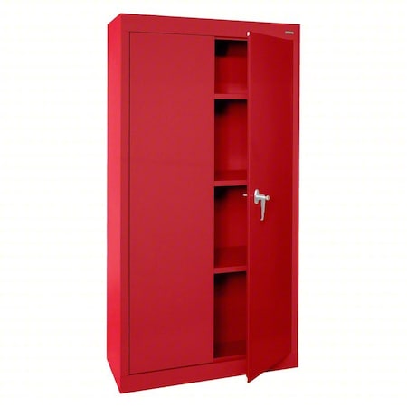 Storage Cabinet, 66 in H, 30 in W, 18 in D, Swing, Keyed, Red, 3 Shelves MPN:VF31301866-01