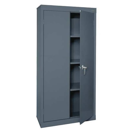 Shelving Storage Cabinet, 72 in H, 30 in W, 18 in D, Swing, Keyed, Dark Gray, 3 Shelves, 0 Drawers MPN:VF31301872-02