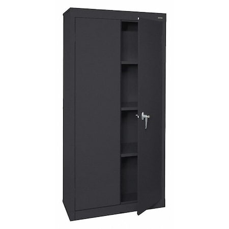 Shelving Storage Cabinet, 72 in H, 30 in W, 18 in D, Swing, Keyed, Black, 3 Shelves, 0 Drawers MPN:VF31301872-09