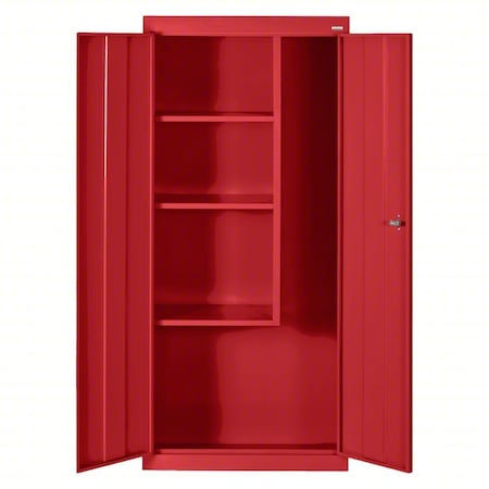 Janitorial Storage Cabinet, 66 in H, 30 in W, 18 in D, Swing, Keyed, Red, 3 Shelves MPN:VFC1301866-01