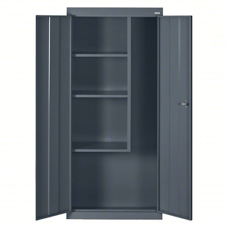 Janitorial Storage Cabinet, 66 in H, 30 in W, 18 in D, Swing, Keyed, Charcoal, 4 Shelves MPN:VFC1301866-02