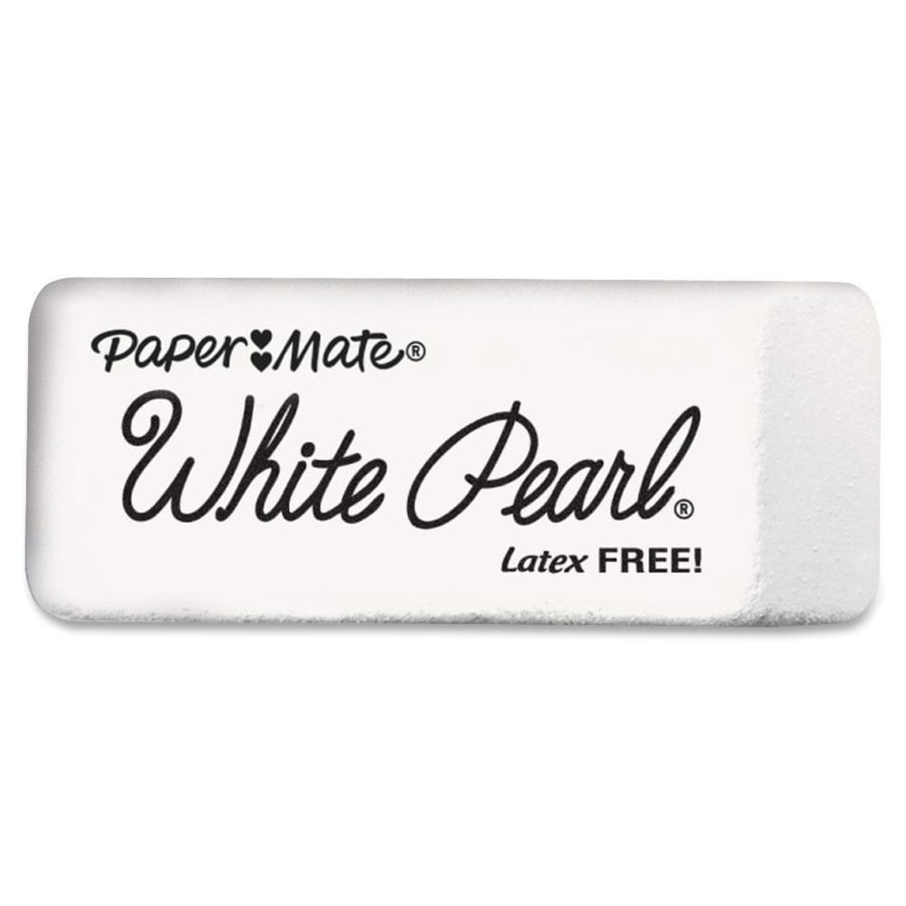 Paper Mate Latex-free White Pearl Eraser - Lead Pencil Eraser - Latex-free, Smudge Resistant - 12/Box - White (Min Order Qty 6) MPN:70626
