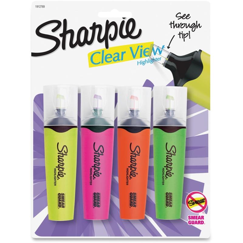 Sharpie Clear View Highlighters Set - Chisel Marker Point Style - 4 / Set MPN:2128216