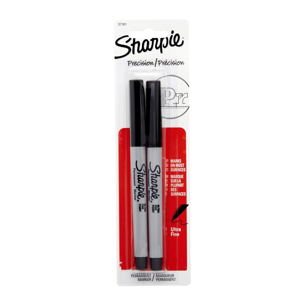Sharpie Permanent Ultra-Fine Point Markers, Black, Pack of 2 Markers (Min Order Qty 27) MPN:37161PP