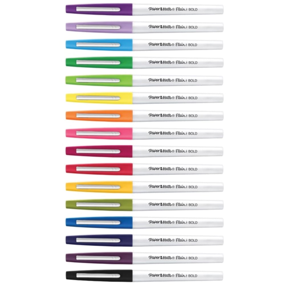 Paper Mate Flair Felt Tip Pens - Assorted Ink - 16 / Pack MPN:2125413
