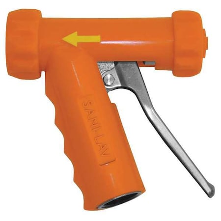 Pistol Grip Spray Nozzle, 3/4 in FGHT, 5-1/2 in L, 150 psi, 7 gpm, Aluminum/Stainless Steel, Orange MPN:N1A