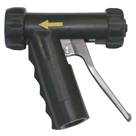 Pistol Grip Spray Nozzle, 3/4 in FGHT, 5-1/2 in L, 150 psi, 7 gpm, Aluminum/Stainless Steel, Black MPN:N1AB
