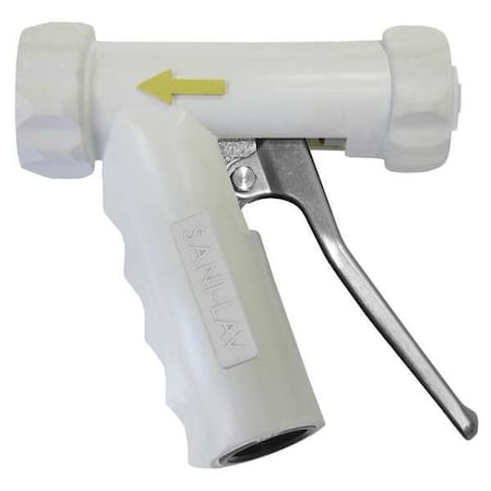 Pistol Grip Spray Nozzle, 3/4 in FGHT, 5-1/2 in L, 150 psi, 7 gpm, Aluminum/Stainless Steel, White MPN:N1AW