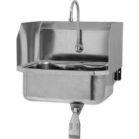 Sani-Lav® Wall Mount Sink w/ Single Knee Pedal Valve & Side Guard 0.5 GPM 18 Gauge 5071-0.5
