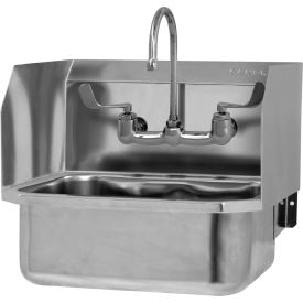 Sani-Lav® Wall Mount Sink with Manual Faucet & Side Guard Flow Rate of 2 GPM 18 Gauge 507FL