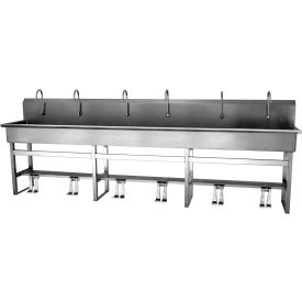 Sani-Lav® 512FSL 6-Person Floor Mount Wash-Station With Double Foot Pedal Valves 512FSL