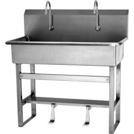 Sani-Lav® 54F1 2-Person Floor Mount Wash Station W/Single Foot Pedal Valves 54F1