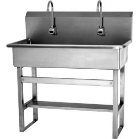 Sani-Lav® 54FBL-0.5 2-Person Floor Mount Wash Station W/ Battery Powered Sensors 0.5 GPM 54FBL-0.5