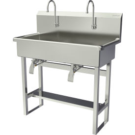 Sani-Lav® Floor Mount Sink with Single Knee Pedal Valve Flow Rate of 0.5 GPM 16 Gauge 54FK1.5