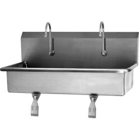 Sani-Lav® 54W1-0.5 2-Person Wall Mount Wash Station With Single Knee Pedal Valves 0.5 GPM 54W1-0.5
