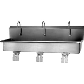 Sani-Lav® 56WSL-0.5 3-Person Wall Mount Wash-Station With Double Knee Pedal Valves 0.5 GPM 56WSL-0.5