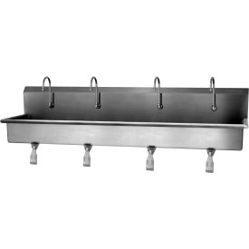 Sani-Lav® 58W1 4-Person Wall Mount Wash Station With Single Knee Pedal Valves 58W1