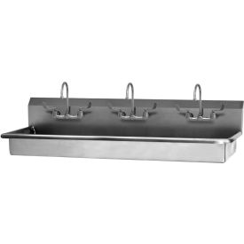 SANI-LAV 5A3F-0.5 3-Person ADA Compliant Wall Mount Wash Station With Faucets Low-Flow 0.5 GPM 5A3F-0.5
