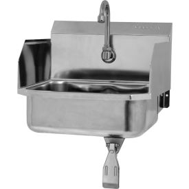 Sani-Lav® 607L-0.5 Wall Mount Sink With Single Knee Pedal Valve And Side Splash Guards 607L-0.5