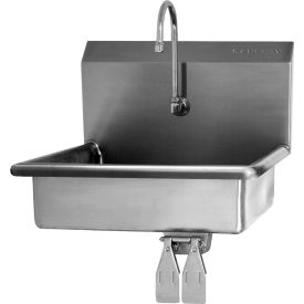Sani-Lav® Wall Mount Sink with Double Knee Pedal Valve 16 Gauge 9