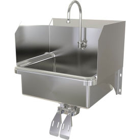 Sani-Lav® Wall Mount Sink with Double Knee Pedal Valve 16 Gauge 9-1/2
