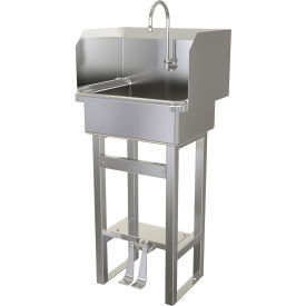 Sani-Lav® Floor Mount Sink with Double Foot Pedal Valve & Side Splash Guards 2 GPM 727