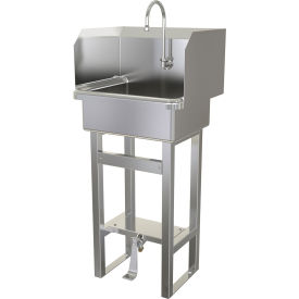 Sani-Lav® Floor Mount Sink with Single Foot Pedal Valve & Side Splash Guards 2 GPM 16 Gauge 7271