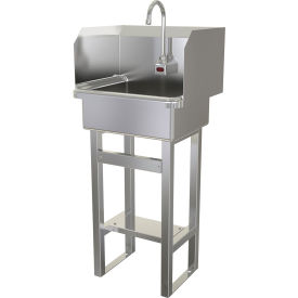 Sani-Lav® Floor Mount Sink with Ac Powered Sensor & Side Splash Guards 16 Gauge 727A