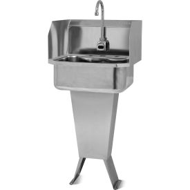 Sani-Lav® Floor Mount Sink with Battery Powered Sensor & Side Splash Guards 2 GPM 18 Gauge ESB2-503L